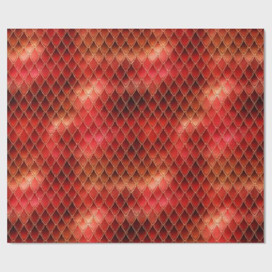 Bright Red Dragon Scales Geschenkpapier (Flach)