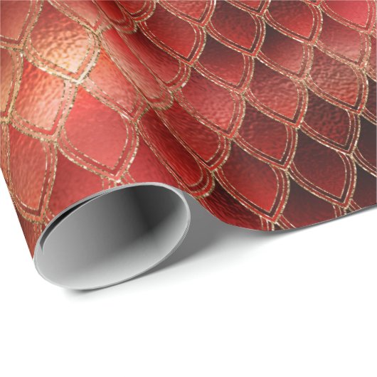 Bright Red Dragon Scales Geschenkpapier (Rolleneckpunkt)