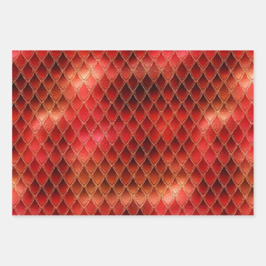 Bright Red Dragon Scales Geschenkpapier Set (Vorderseite 3)