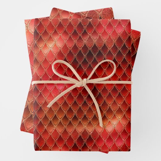Bright Red Dragon Scales Geschenkpapier Set (Beispiel)