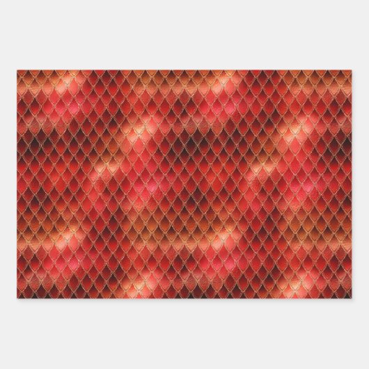 Bright Red Dragon Scales Geschenkpapier Set (Vorderseite)