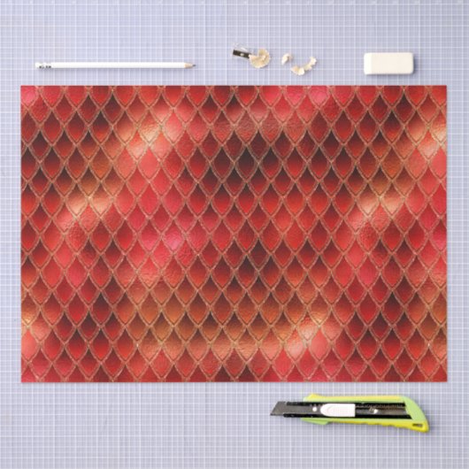 Bright Red Dragon Scales Seidenpapier (Handwerk)
