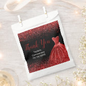 Bright Red Dress Faux Glitter Quinceanera Geschenktütchen (Ausgeschnitten)
