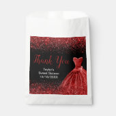Bright Red Dress Faux Glitter Sweet 16 Birthday Geschenktütchen (Vorderseite)