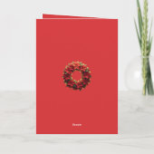 Bright Red Festive Poinsettia and Greenery Circle Karte (Rückseite)