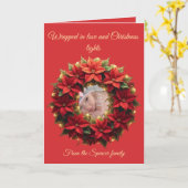 Bright Red Festive Poinsettia and Greenery Circle Karte (Gelbe Blume)