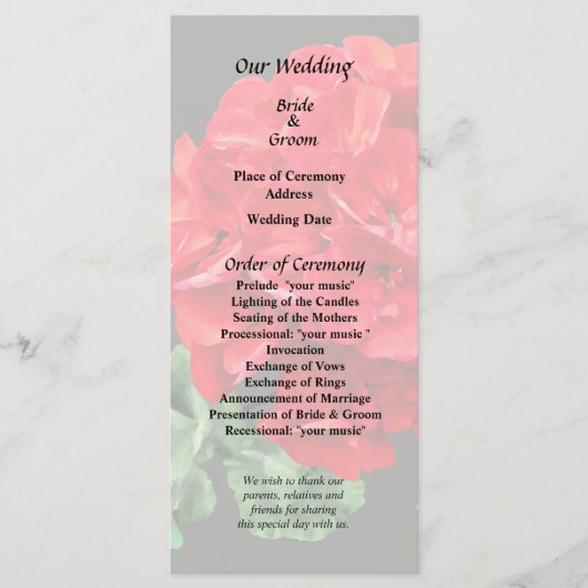 Bright Red Geranium Programm (Vorderseite)