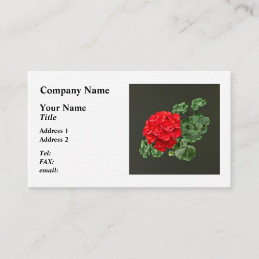 Bright Red Geranium Visitenkarte (Vorderseite)