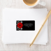 Bright Red Gerbera Daisy auf Black Adressaufkleber (Insitu)