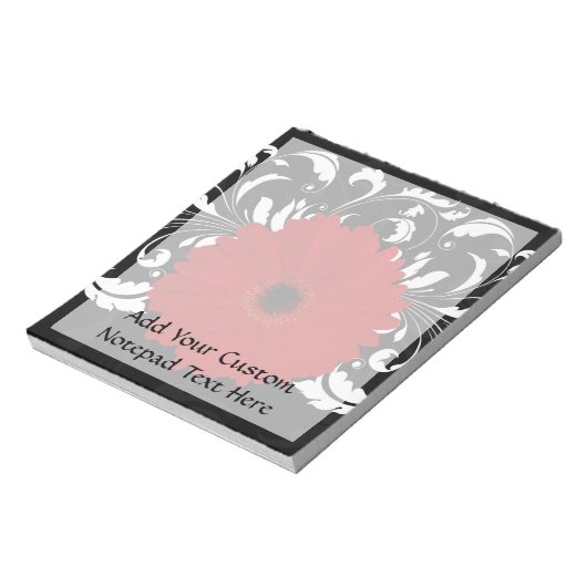Bright Red Gerbera Daisy auf Black Notizblock (Rotiert)