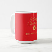 Bright Red & Gold Colors Merry Christmas Kaffeetasse (Vorderseite Links)