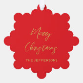 Bright Red & Gold Colors Merry Christmas Two Sided Ornament Karte (Rückseite)