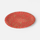 Bright Red & Gold Dots Confetti Elegantes Glam Pappteller (Schrägansicht)