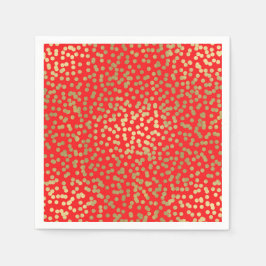 Bright Red & Gold Dots Confetti Elegantes Glam Serviette
