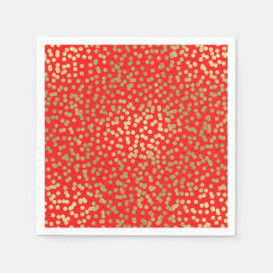 Bright Red & Gold Dots Confetti Elegantes Glam Serviette