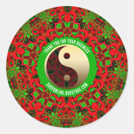 Bright Red Green Gold Yin Yang Vielen Dank Runder Aufkleber