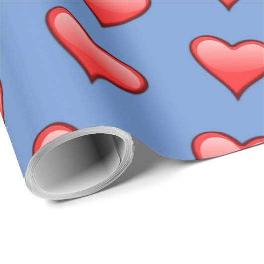 Bright Red Heart Blue Background Geschenkbox Geschenkpapier (Rolleneckpunkt)