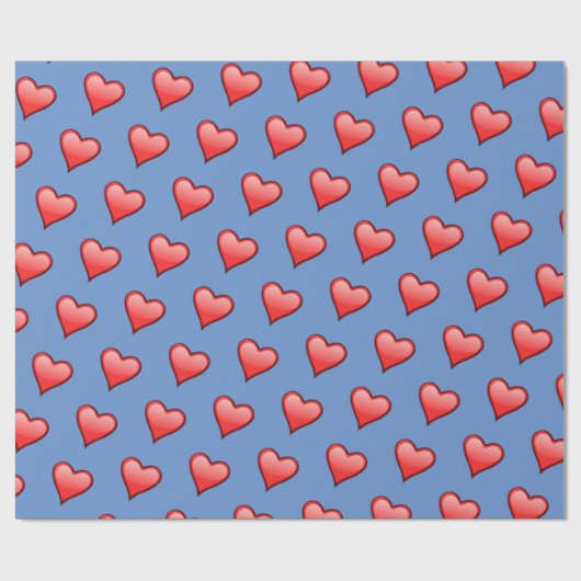 Bright Red Heart Blue Background Geschenkbox Geschenkpapier (Flach)