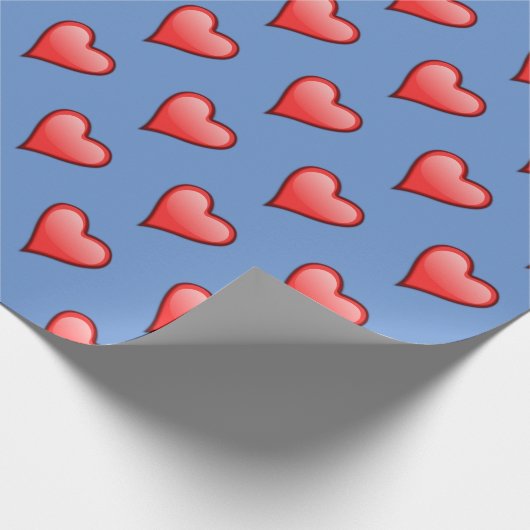 Bright Red Heart Blue Background Geschenkbox Geschenkpapier (Ecke)