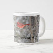 Bright Red Kardinal Bird Jumbo-Tasse (Vorderseite Rechts)