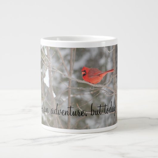 Bright Red Kardinal Bird Jumbo-Tasse (Vorderseite)