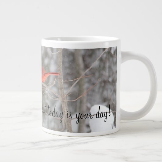 Bright Red Kardinal Bird Jumbo-Tasse (Rechts)