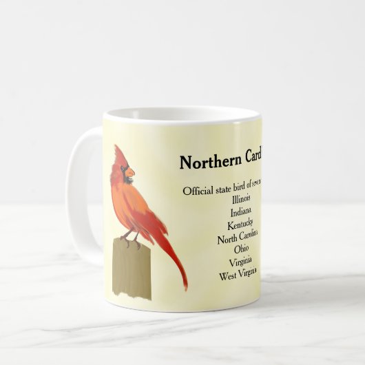 Bright Red Kardinal Staat Bird Kaffeetasse (Vorderseite Links)