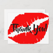Bright Red Lipstick Big Kiss Danke Postkarte (Vorne/Hinten)