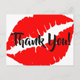 Bright Red Lipstick Big Kiss Danke Postkarte