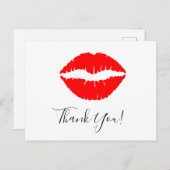 Bright Red Lipstick Kiss Danke Postkarte (Vorne/Hinten)