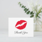 Bright Red Lipstick Kiss Elegant Vielen Dank Postkarte (Stehend Vorderseite)