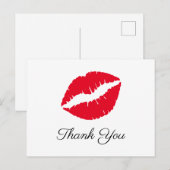 Bright Red Lipstick Kiss Elegant Vielen Dank Postkarte (Vorne/Hinten)