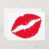 Bright Red Lipstick Kiss White Postkarte (Vorne/Hinten)
