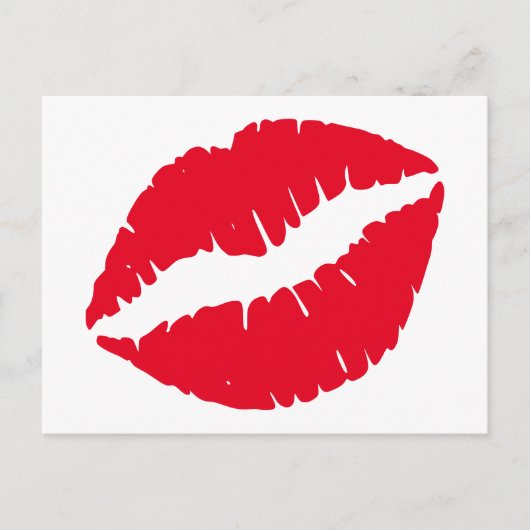 Bright Red Lipstick Kiss White Postkarte (Vorderseite)