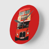 Bright Red London Bus Clock Runde Wanduhr (Winkel)