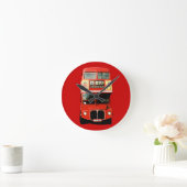 Bright Red London Bus Clock Runde Wanduhr (Zuhause)
