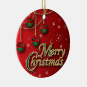 Bright Red Merry Christmas Keramik Ornament (Rechts)