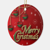 Bright Red Merry Christmas Keramik Ornament (Links)