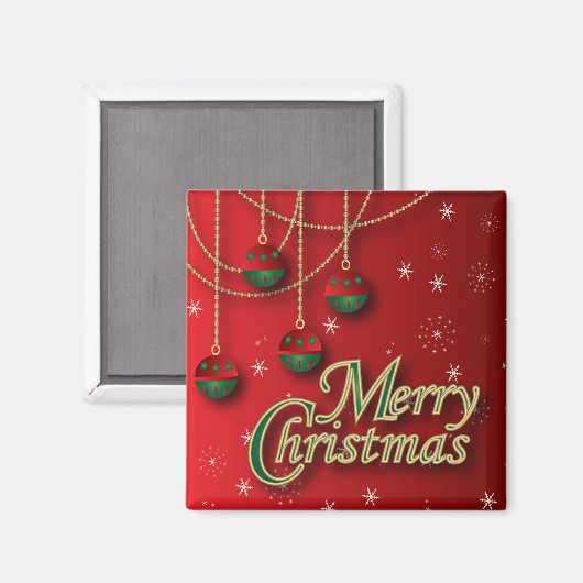 Bright Red Merry Christmas Magnet (Vorderseite/Rückseite)