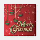 Bright Red Merry Christmas Magnet (Vorne)