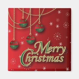 Bright Red Merry Christmas Magnet