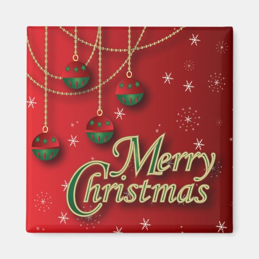 Bright Red Merry Christmas Magnet (Vorne)