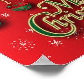 Bright Red Merry Christmas Poster (Ecke)