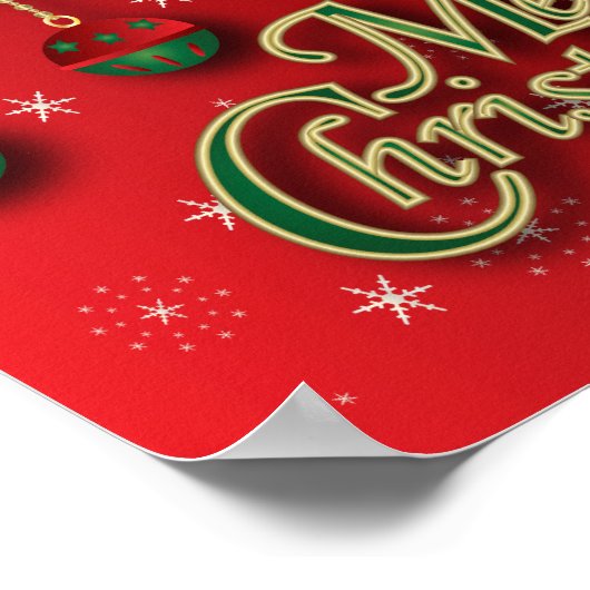 Bright Red Merry Christmas Poster (Ecke)