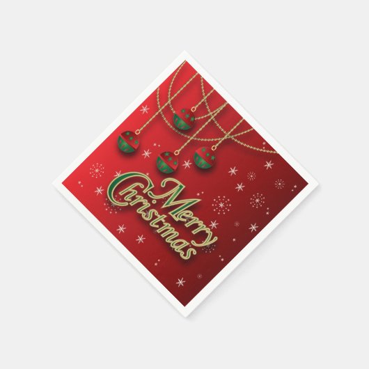 Bright Red Merry Christmas Serviette (Ecke)