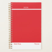 Bright Red Minimalist Planner Planer (Vorderseite)