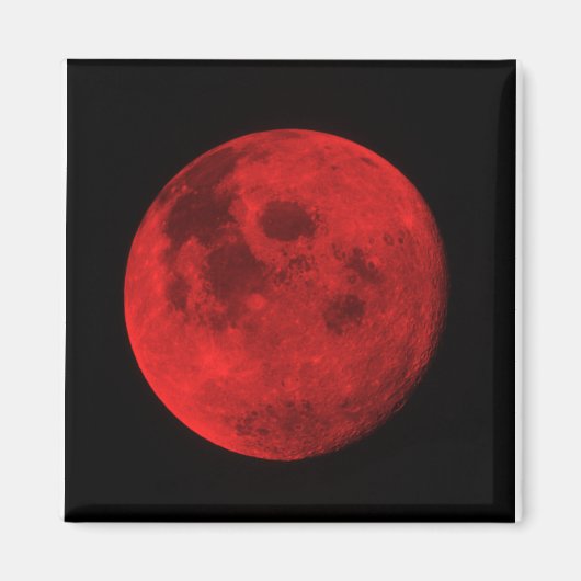 BRIGHT RED MOON MAGNET. 2" X 2" KÜHLSCHRANKMAGNET (Vorne)