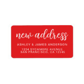 Bright Red New Address Announcement Seal Adressaufkleber (Vorne)