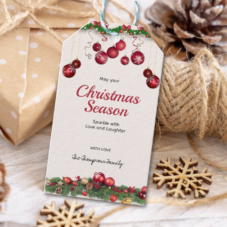 Bright Red Ornaments Modern Christmas Geschenkanhänger