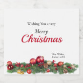 Bright Red Ornaments Modern Christmas Schaumweinetikett (Einzelnes Label)